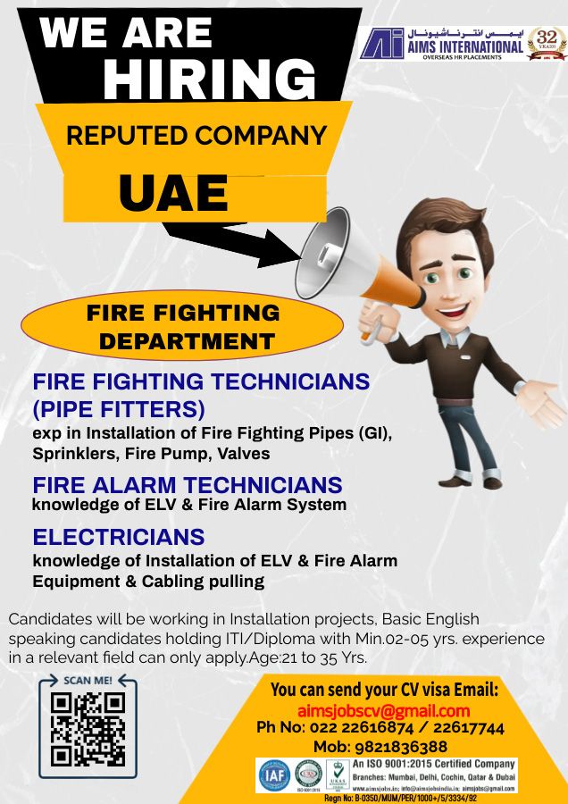 Hiring for a Reputed Company in the UAE – Fire Fighting Department