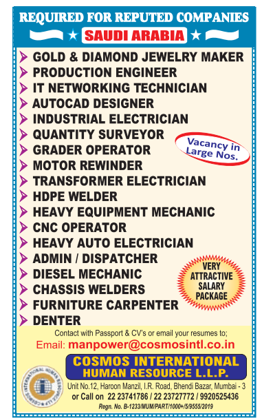 Urgent Hiring For Reputed Companies In Saudi Arabia