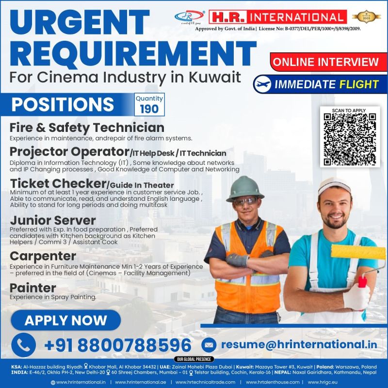 Urgent Job Opportunities in Kuwait's Cinema Industry