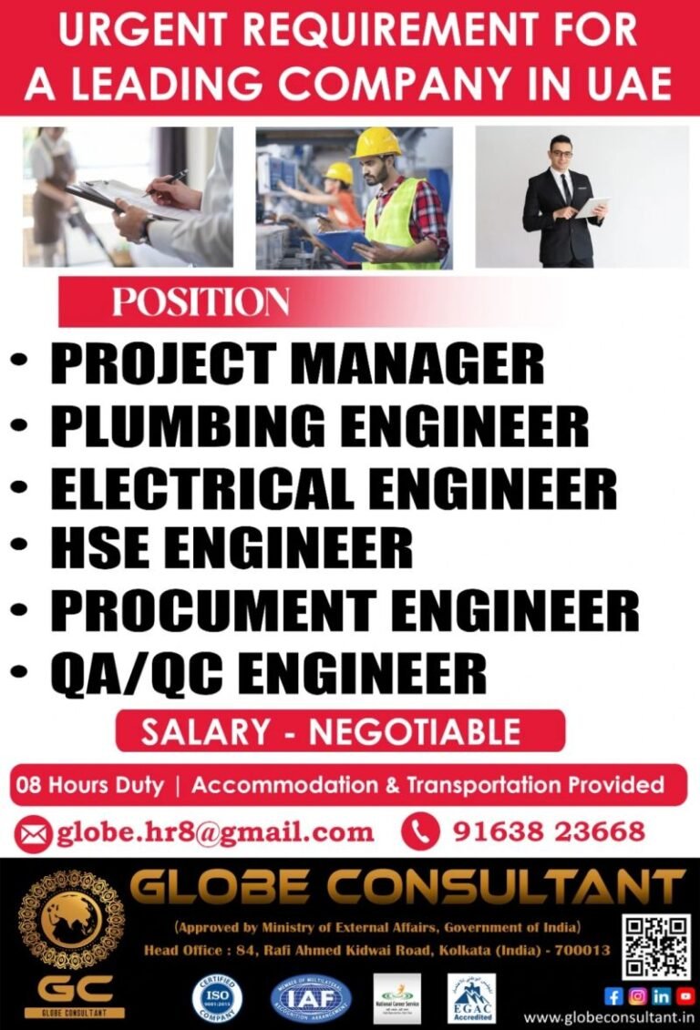 UAE Engineering Jobs: Project Manager, Plumbing Engineer, HSE Engineer ...