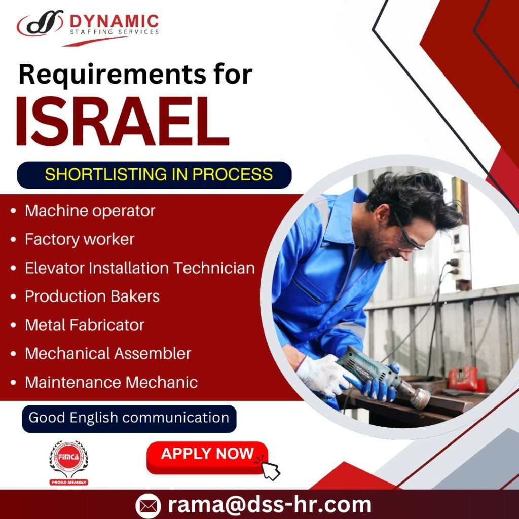 Job Requirement for ISRAEL - Apply Now