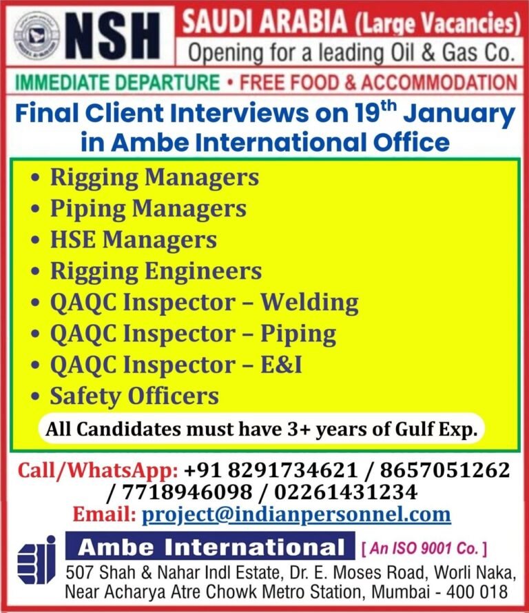 Urgent Saudi Arabia Oil & Gas Jobs 2026 | Large Vacancies with Leading ...