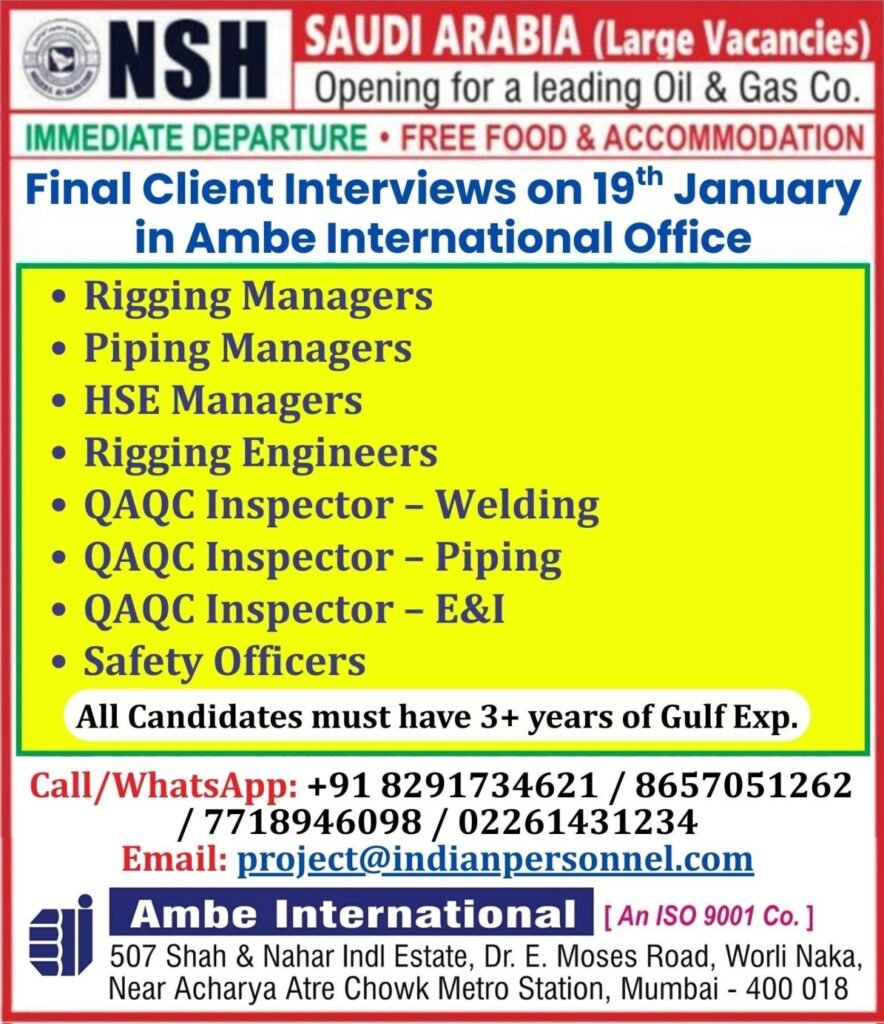 Urgent Saudi Arabia Oil & Gas Jobs 2026 | Large Vacancies with Leading ...