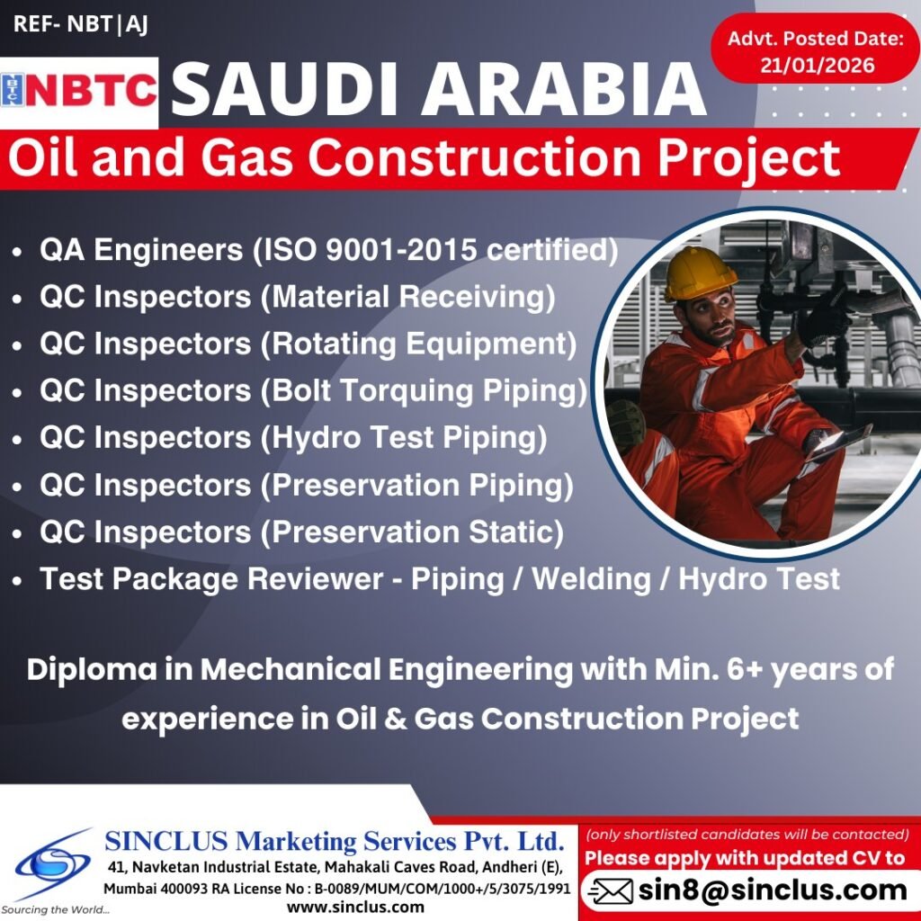 Saudi Arabia Oil & Gas Construction Jobs 2026: Apply Now