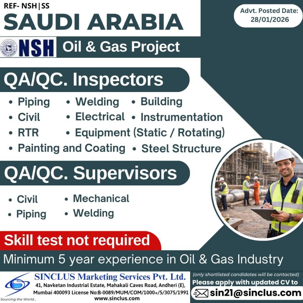 Saudi Arabia Oil & Gas Project Jobs 2026 – Apply Now