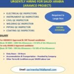 Urgent hiring for Saudi Arabia ARAMCO project QC Inspector jobs with virtual interview