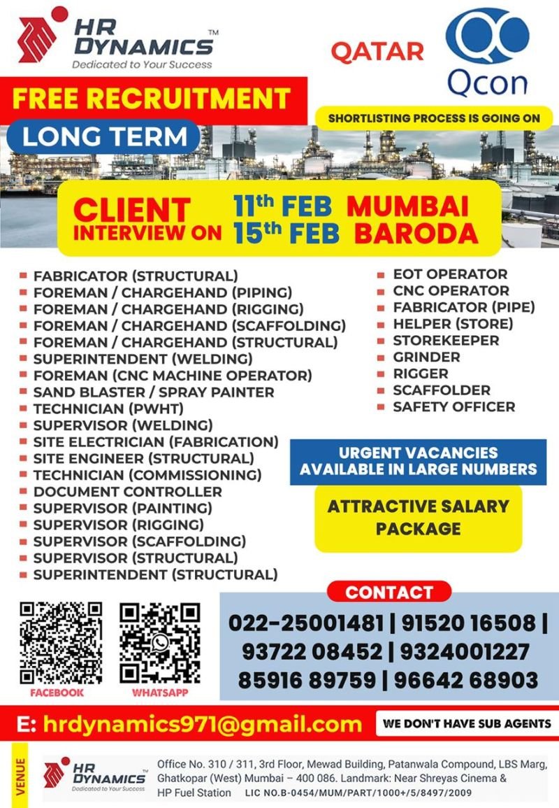 Qatar Qcon Long-Term Job Vacancies 2026 – Free Recruitment 