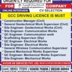 Saudi Arabia engineering jobs 2026 online interview hiring civil mechanical electrical site engineers QC engineers and supervisors with GCC driving licence through Avoir HR Services