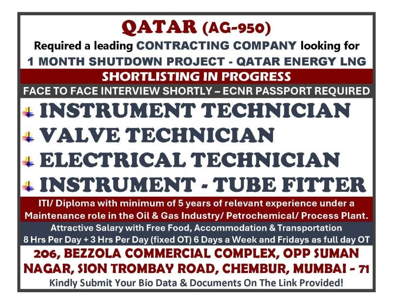 Urgent Qatar Shutdown Jobs 2026: Qatar Energy LNG Project | Free Recruitment 