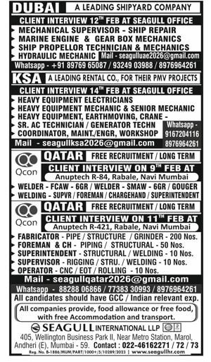 Multiple job opportunities For Dubai, Saudi Arabia (KSA), and Qatar - Apply Today