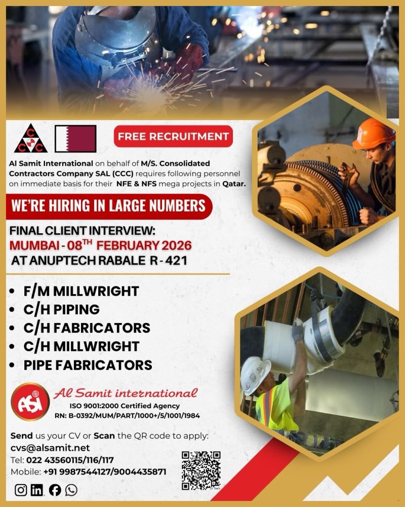 Jobs in Qatar – NFE & NFS Mega Projects with Consolidated Contractors Company (CCC) - Apply Now