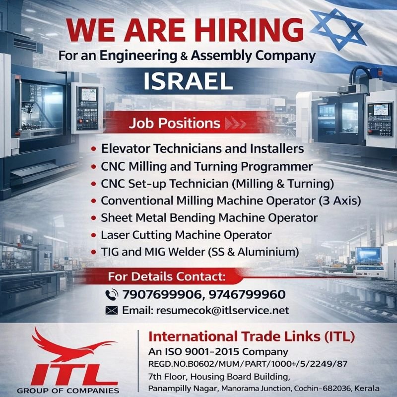 Hiring For a leading Engineering & Assembly Company in Israel