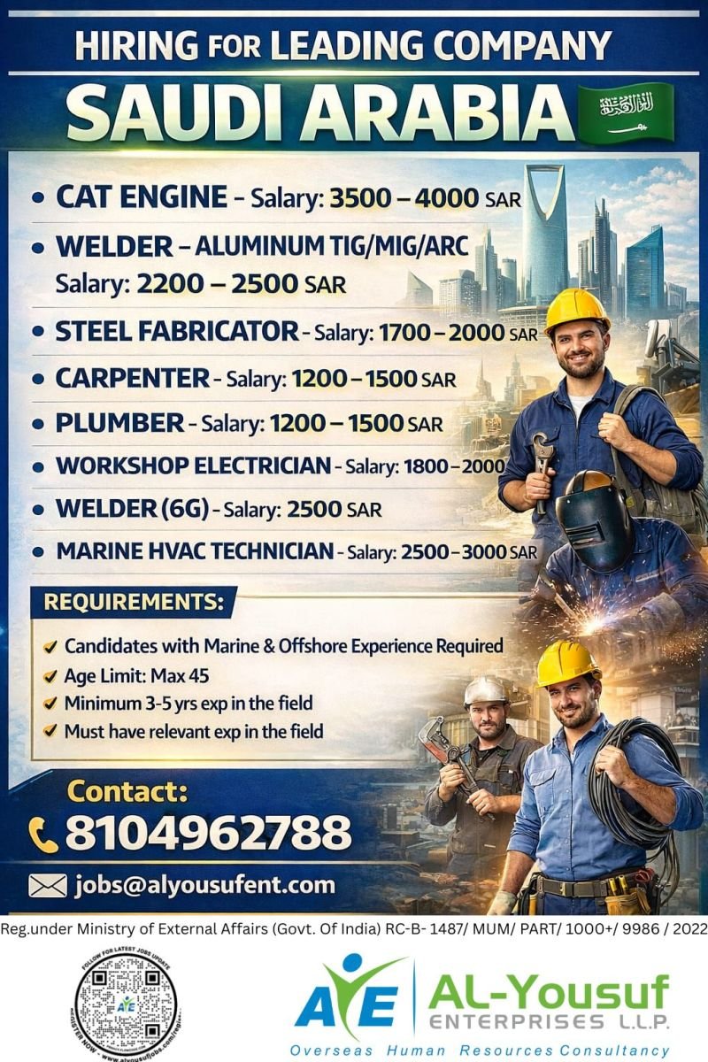 Hiring for Leading Company in Saudi Arabia - Marine & Offshore projects