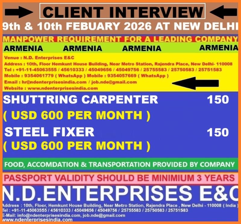 Urgent Hiring For Armenia 2026