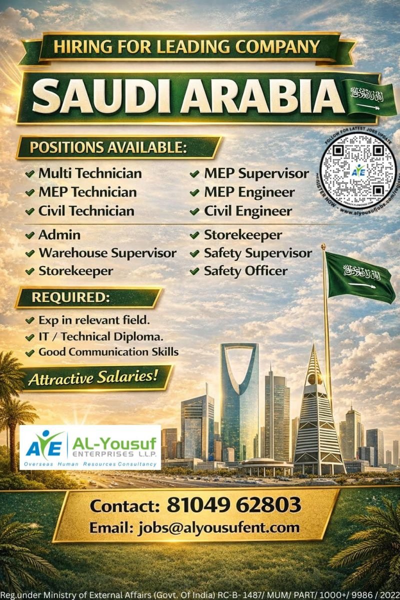 Hiring for a Leading Company in Saudi Arabia 2026