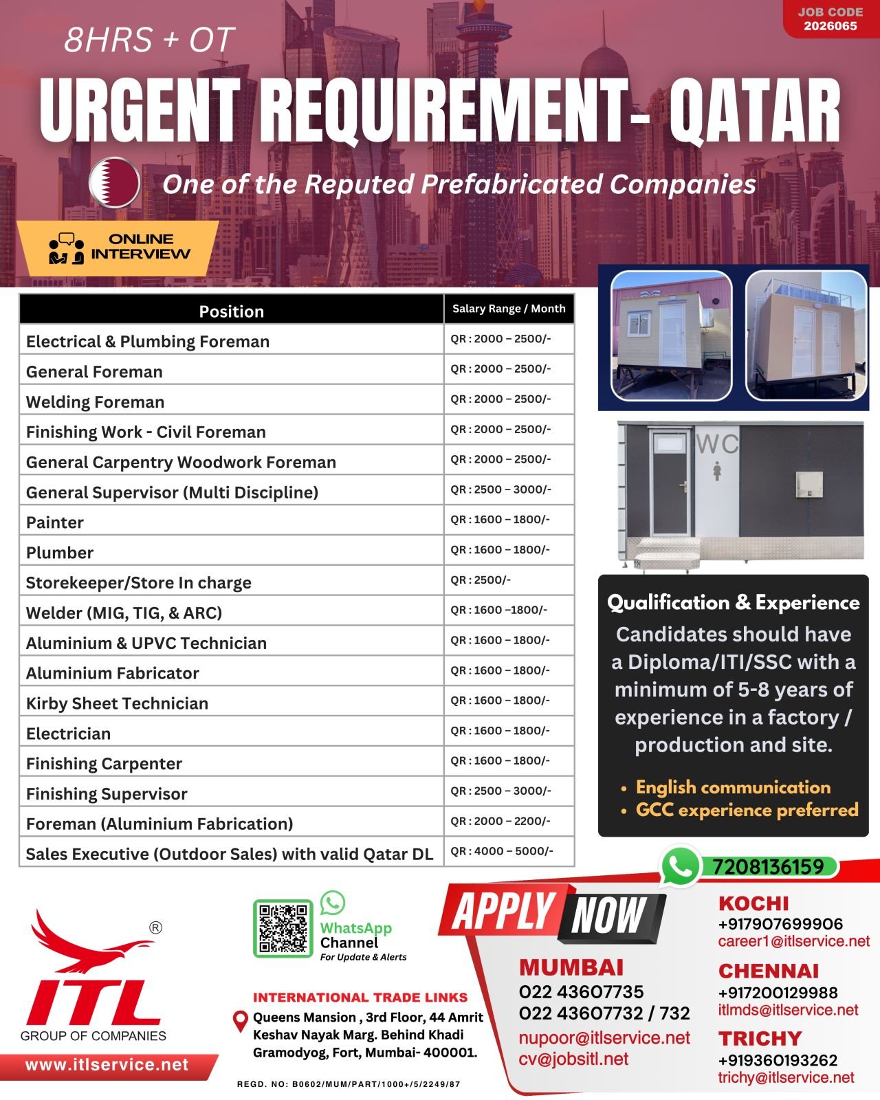 Qatar Jobs 2026 – Urgent Hiring for Prefabricated Company | Online Interview