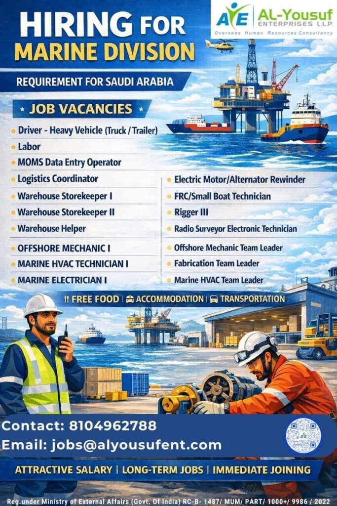 Hiring for Marine Division in Saudi Arabia - Apply Now