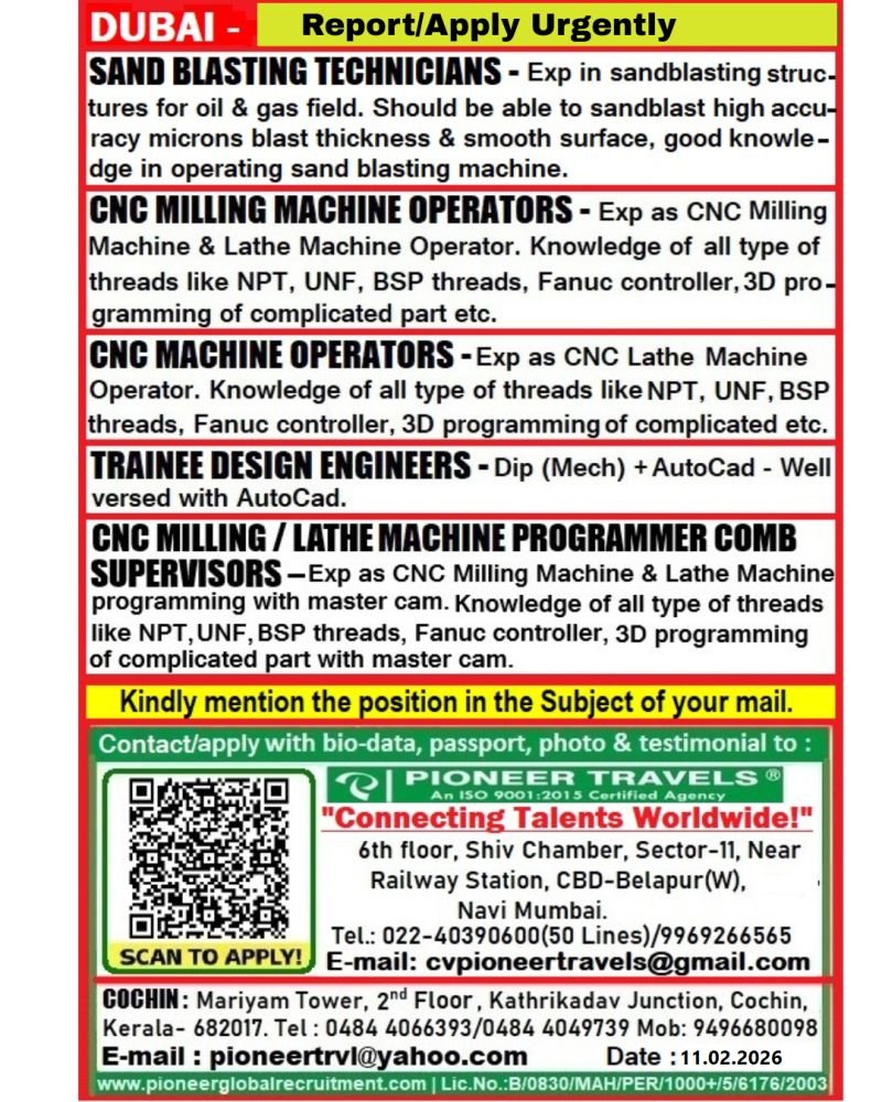 Hiring For a Well-Reputed Company in Dubai 2026