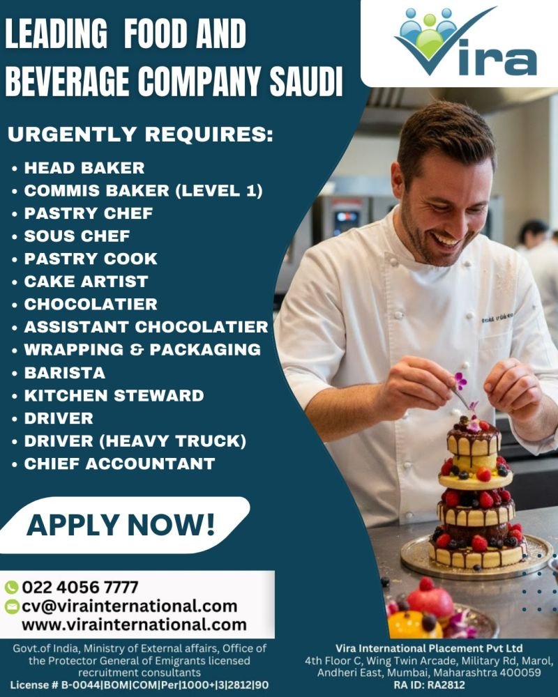 Hiring For Leading food and beverage company in Saudi Arabia - Apply Now