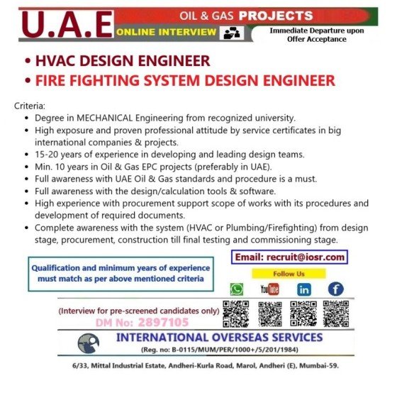 UAE - Oil & Gas Design (Support Facilities) Job Opportunities - Apply Now
