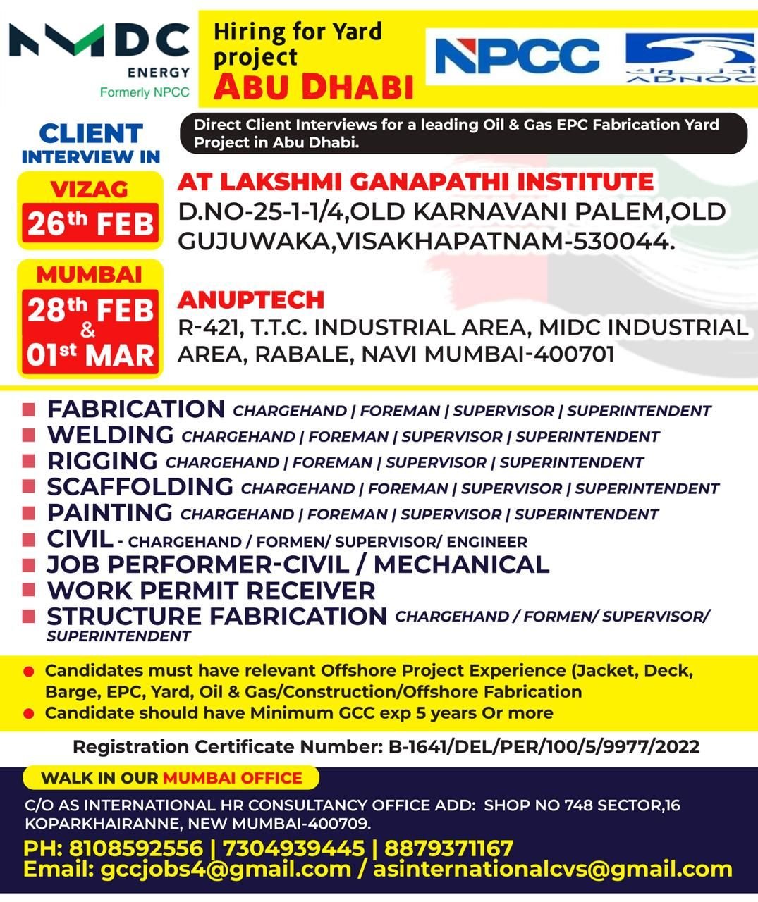 Abu Dhabi Oil & Gas Yard Jobs 2026 – NMDC Energy (Formerly NPCC) | Apply Now