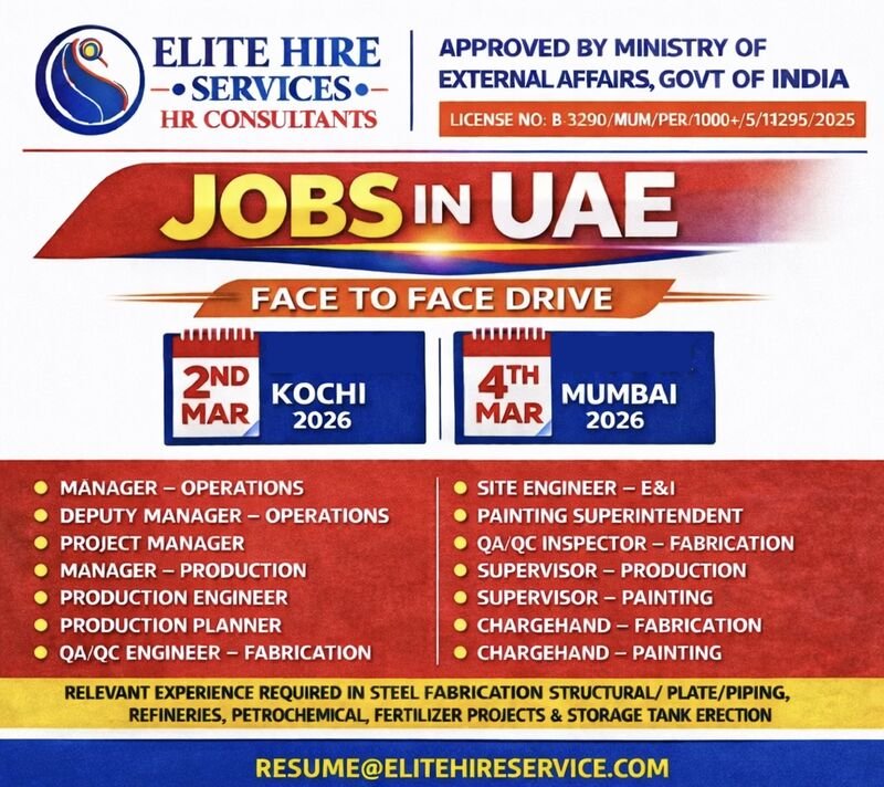 UAE Jobs 2026 – Steel Fabrication, Oil & Gas & Petrochemical Projects | Apply Today