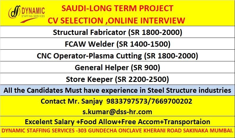 Urgent hiring for Saudi Arabia Long Term Project ..