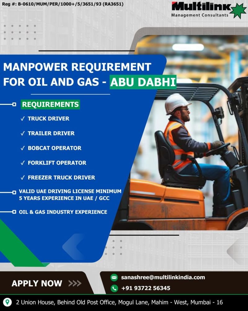 Urgently hiring Drivers for the Oil & Gas sector in Abu Dhabi.