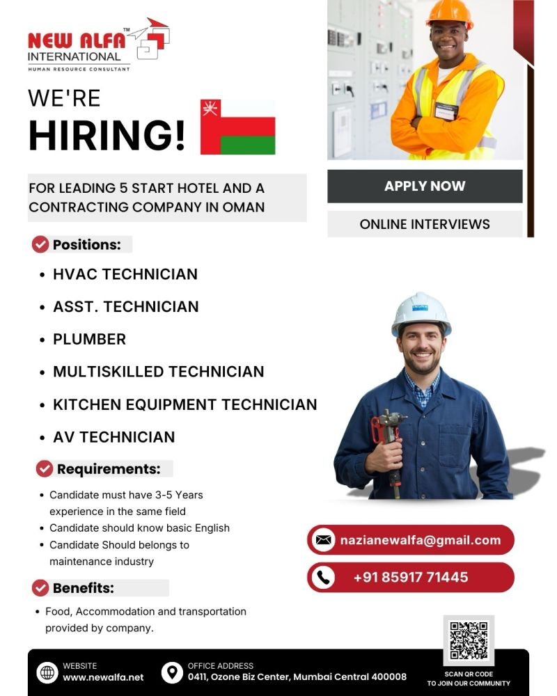 hiring for a Leading 5-Star Hotel & Contracting Company in Oman - Apply Now
