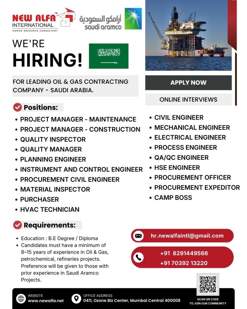 Hiring For Saudi Aramco 2026 - Apply Now