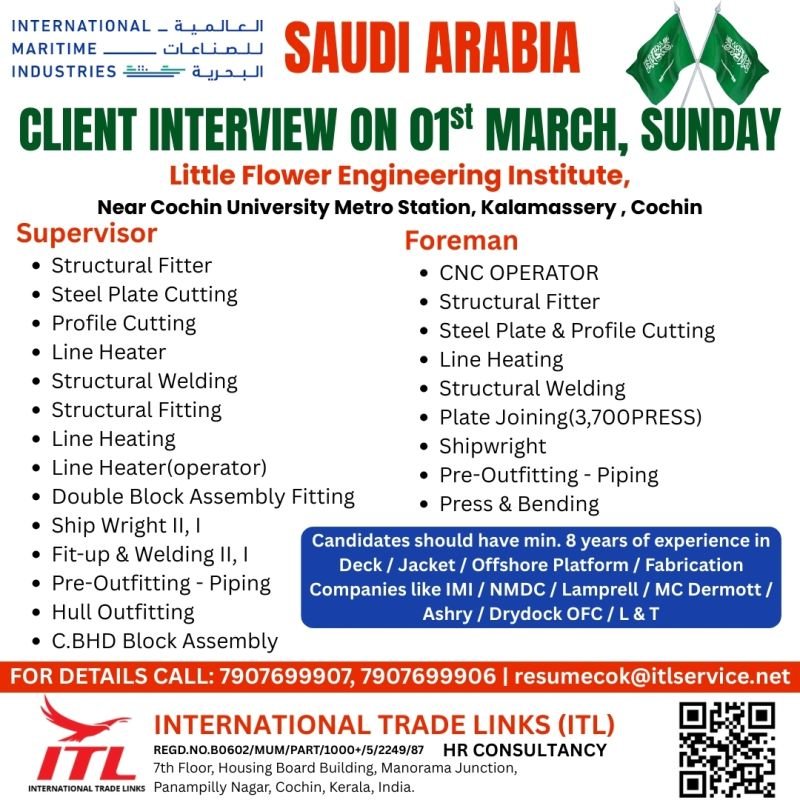 Saudi Arabia Shipyard & Offshore Jobs 2026 – Client Interview on 01 March 