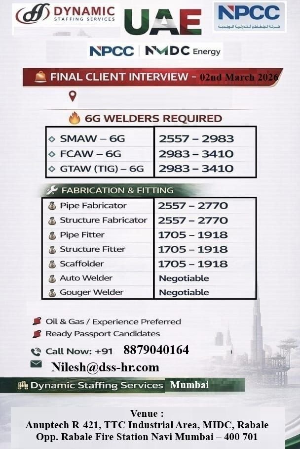 UAE Oil & Gas Job Vacancies 2026: Recruitment For NPCC / NMDC Energy 