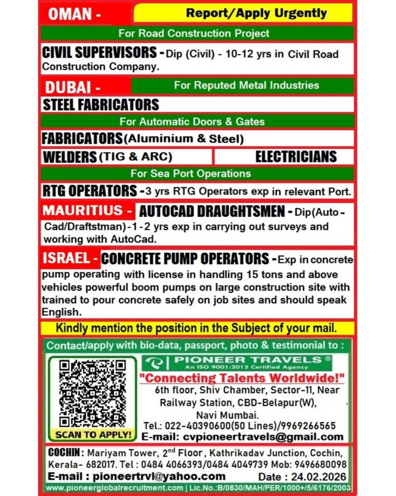 International Job Vacancies 2026: Oman, UAE, Mauritius & Israel Opportunities – Apply Now