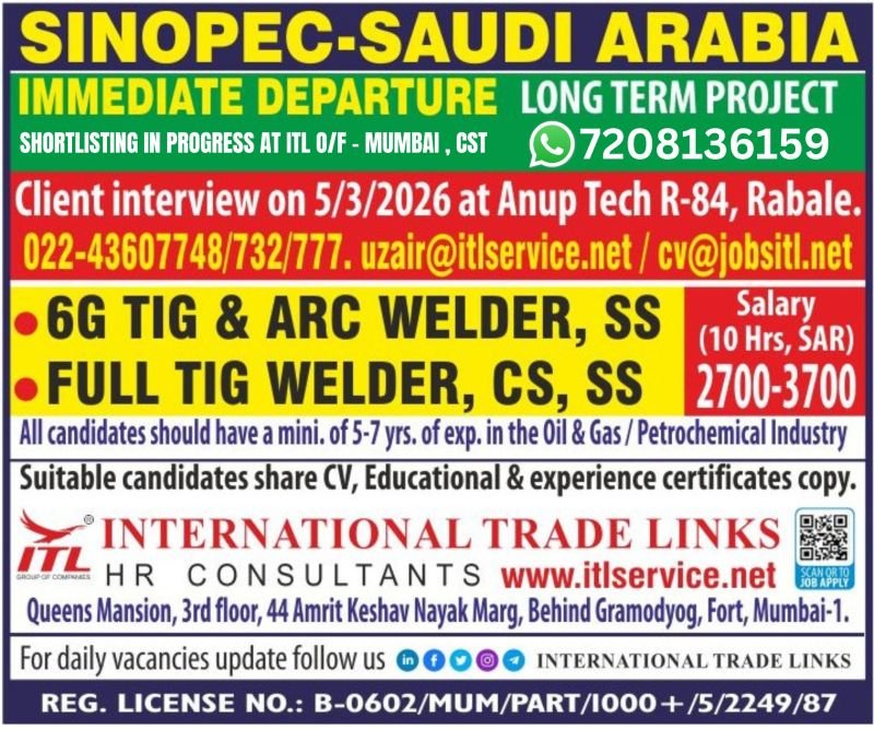 Sinopec Saudi Arabia Jobs 2026 – Immediate Departure