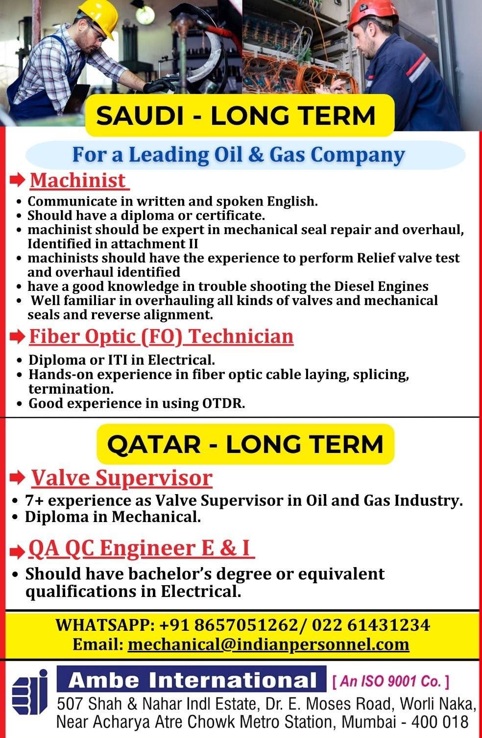 Saudi Arabia Jobs : Hiring For a Leading Oil & Gas Company