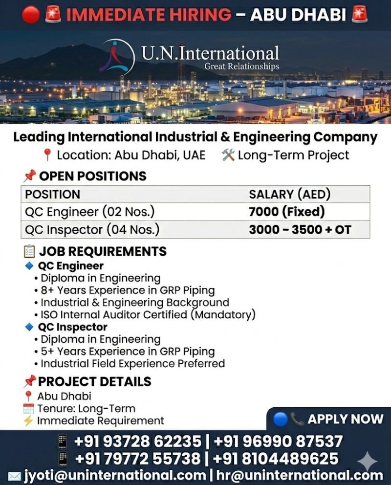 UAE Jobs : Hiring For a Leading Industrial & Engineering Company UAE Jobs : Hiring For a Leading Industrial & Engineering Company
