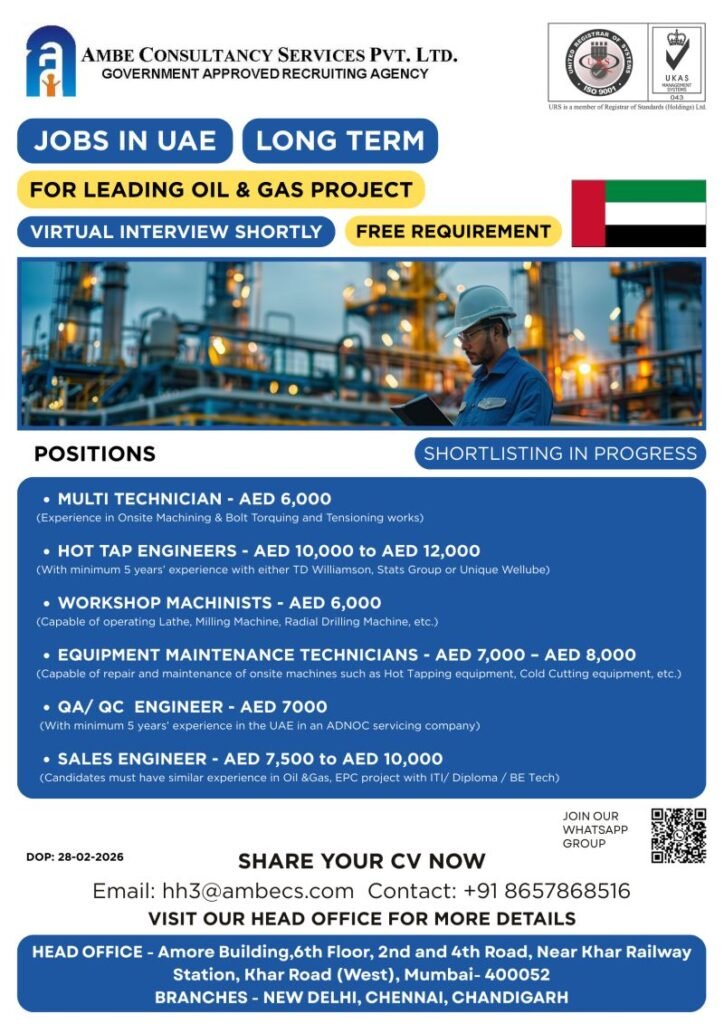 UAE Oil & Gas Jobs 2026 – Urgent Long-Term Hiring