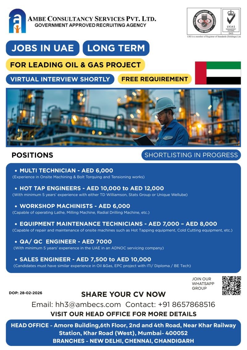 UAE Oil & Gas Jobs 2026 – Urgent Long-Term Hiring
