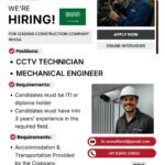 Saudi Arabia Job Vacancies 2026 – CCTV Technician & Mechanical Engineer Jobs - Apply Today Saudi Arabia Job Vacancies 2026 – CCTV Technician & Mechanical Engineer Jobs - Apply Today