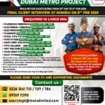 Hiring for Dubai Metro Project with walk-in shortlisting and final client interview in Mumbai February 2026