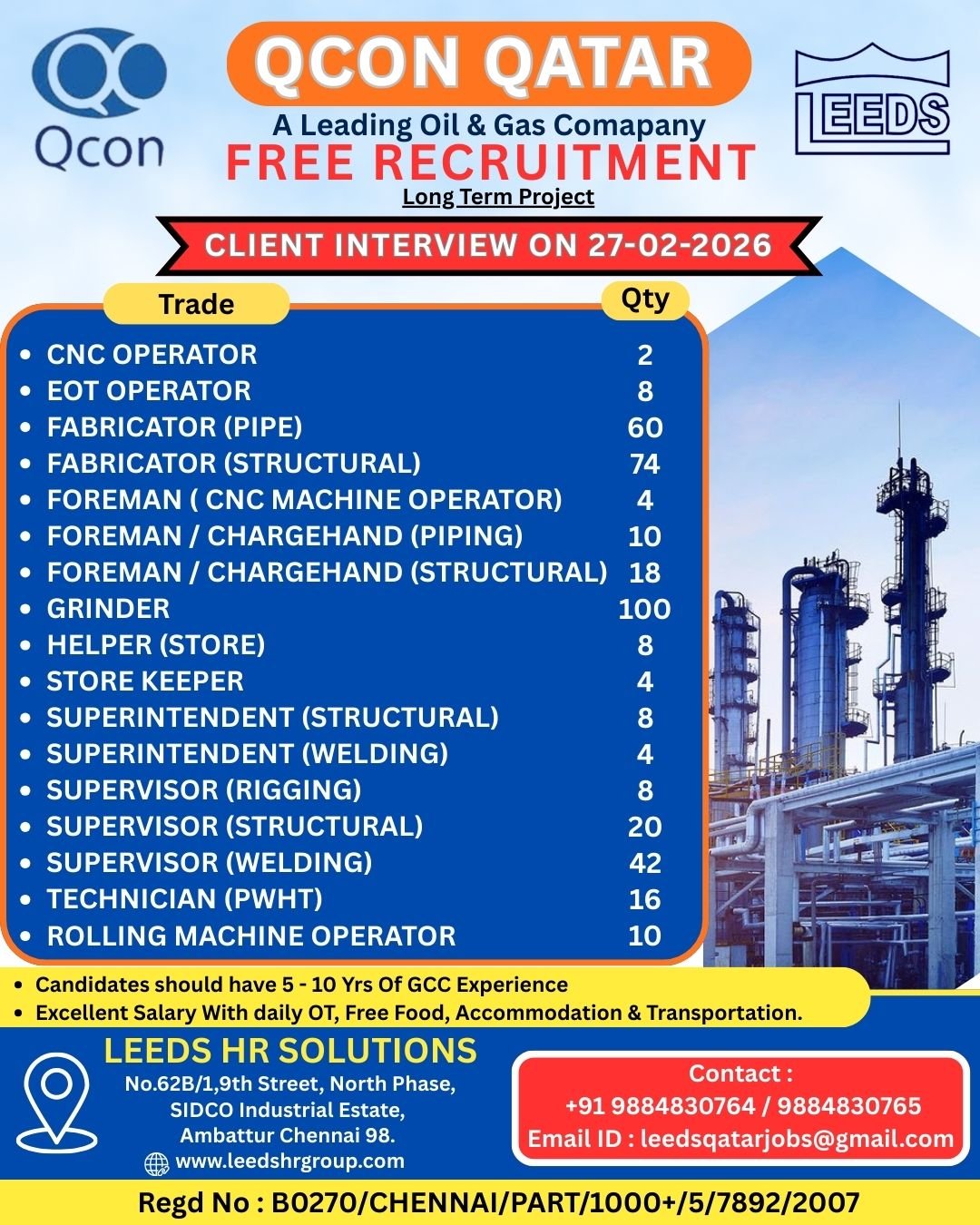 Recruiting For QCON QATAR (Leading Oil & Gas Company)
