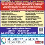 Qatar oil and gas jobs 2026 free recruitment with final client interviews in Mumbai Gorakhpur and Vizag for CNC operators fabricators supervisors riggers and technicians through M Gheewala Global HR Consultants