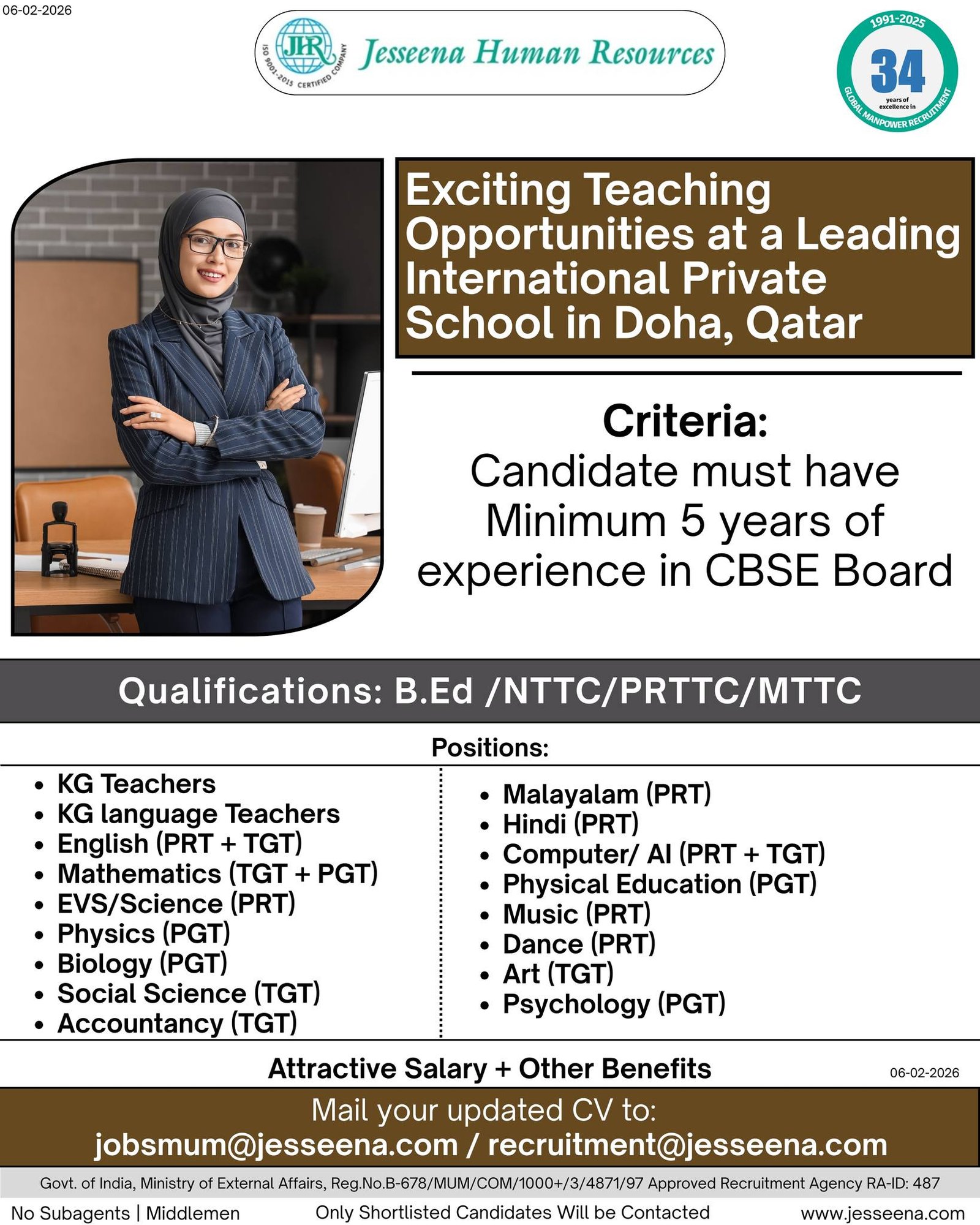 Exciting Teaching Jobs in Doha, Qatar 2026: CBSE International Private School Vacancies – Apply Now!