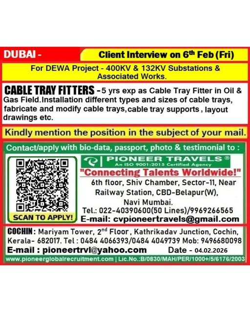 Hiring for DEWA Project in UAE