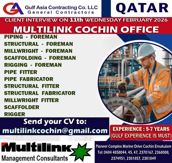 Urgent Requirement for Gulf Asia Contracting - GAC Qatar