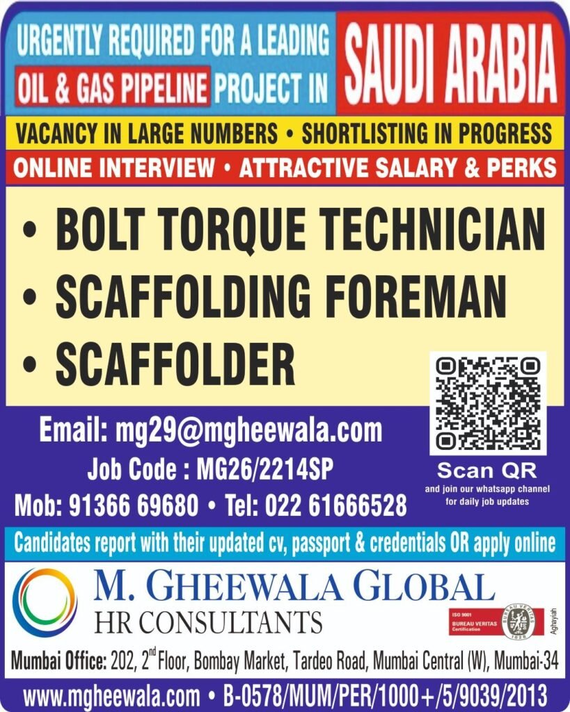 Saudi Arabia Oil & Gas Pipeline Jobs 2026 – Apply Today