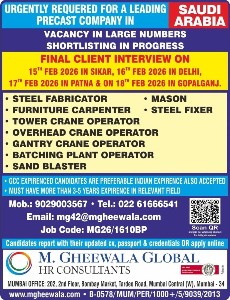Saudi Arabia Precast Jobs 2026 – Apply Today