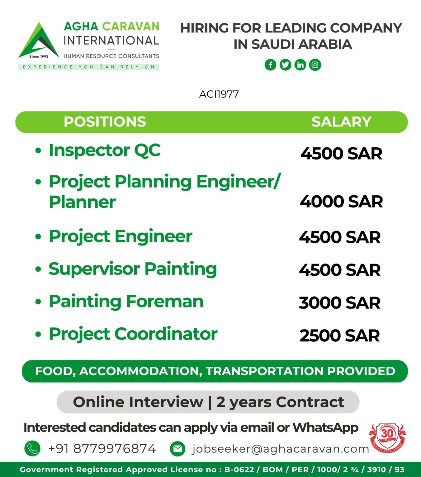 Saudi Arabia Jobs 2026: Urgent Hiring for  Leading Company – Online Interviews