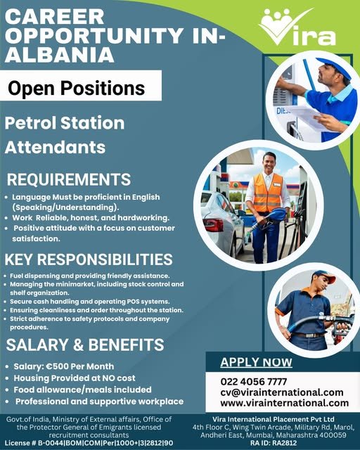 Hiring Petrol Station Attendant for Europe