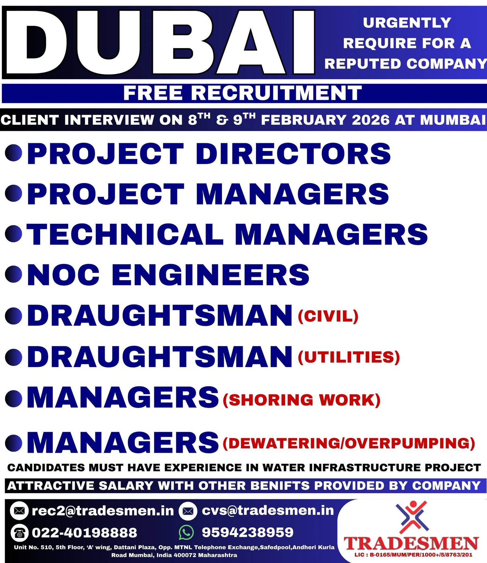 Dubai Water Infrastructure Jobs 2026: Project Directors, Managers, Engineers & Draughtsmen Hiring Now